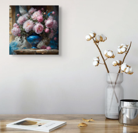 🌸 "Pink Peonies in a Blue Vase" – Add a Sprinkle of Whimsy to Your Walls! 💫