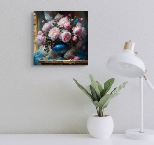 🌸 "Pink Peonies in a Blue Vase" – Add a Sprinkle of Whimsy to Your Walls! 💫