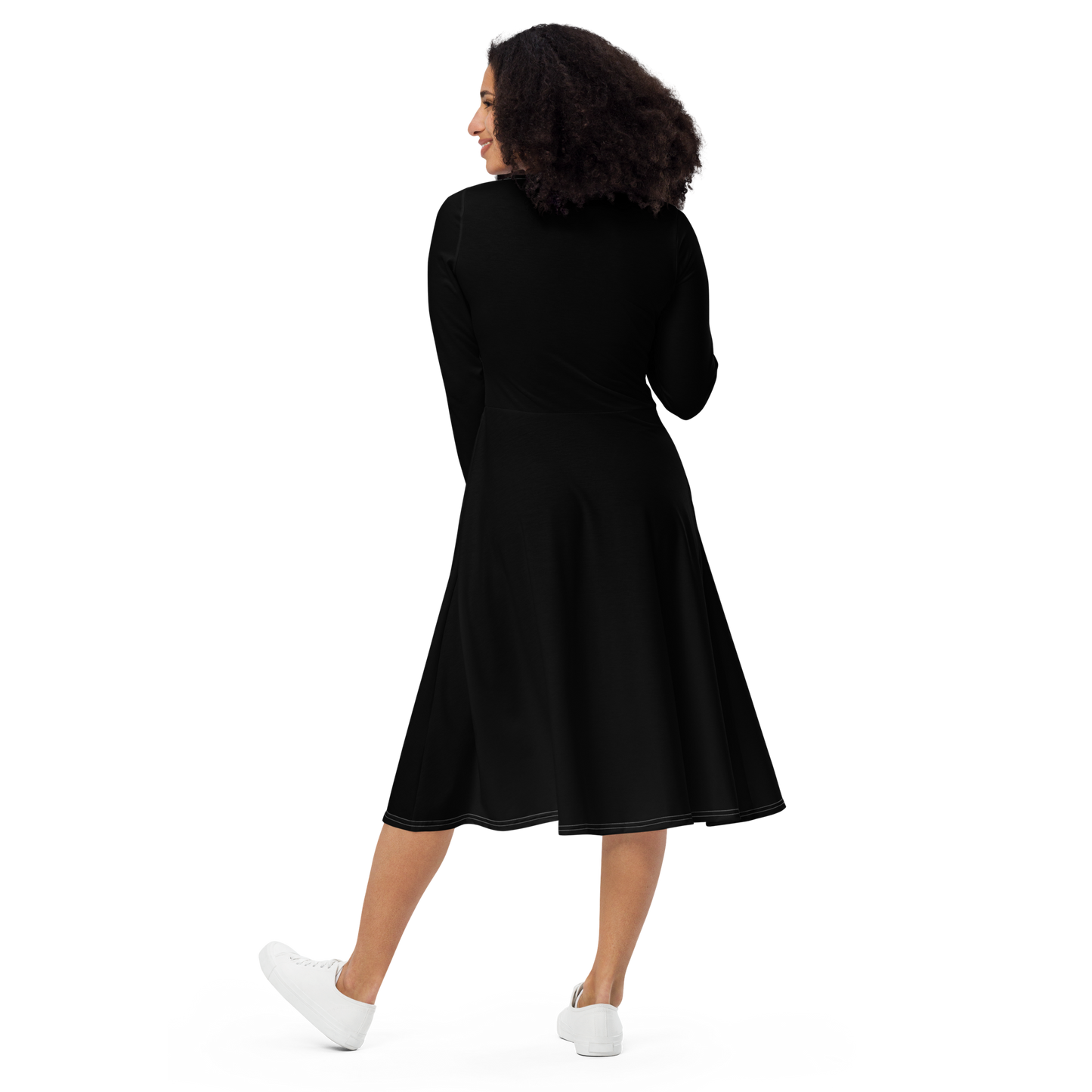 Artist Midi Dress — Soft Knit, Long Sleeves, Pockets