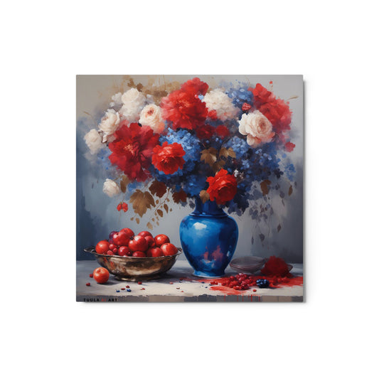 patriotic color still life with fruit and berries