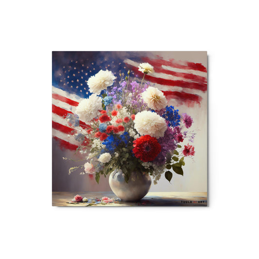 USA flag background, patriotic color still life, floral