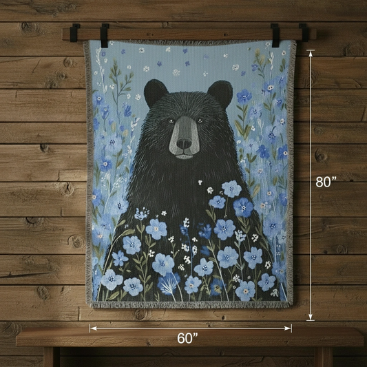 Woven Blankets - Wildflower Bear 60" x 80"